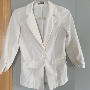 White 3/4 Sleeve Blazer